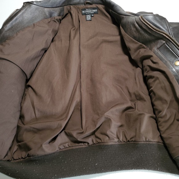 Vintage J Peterman Company Mens XL Leather Bomber Jacket Aviator Brown - Picture 5 of 9